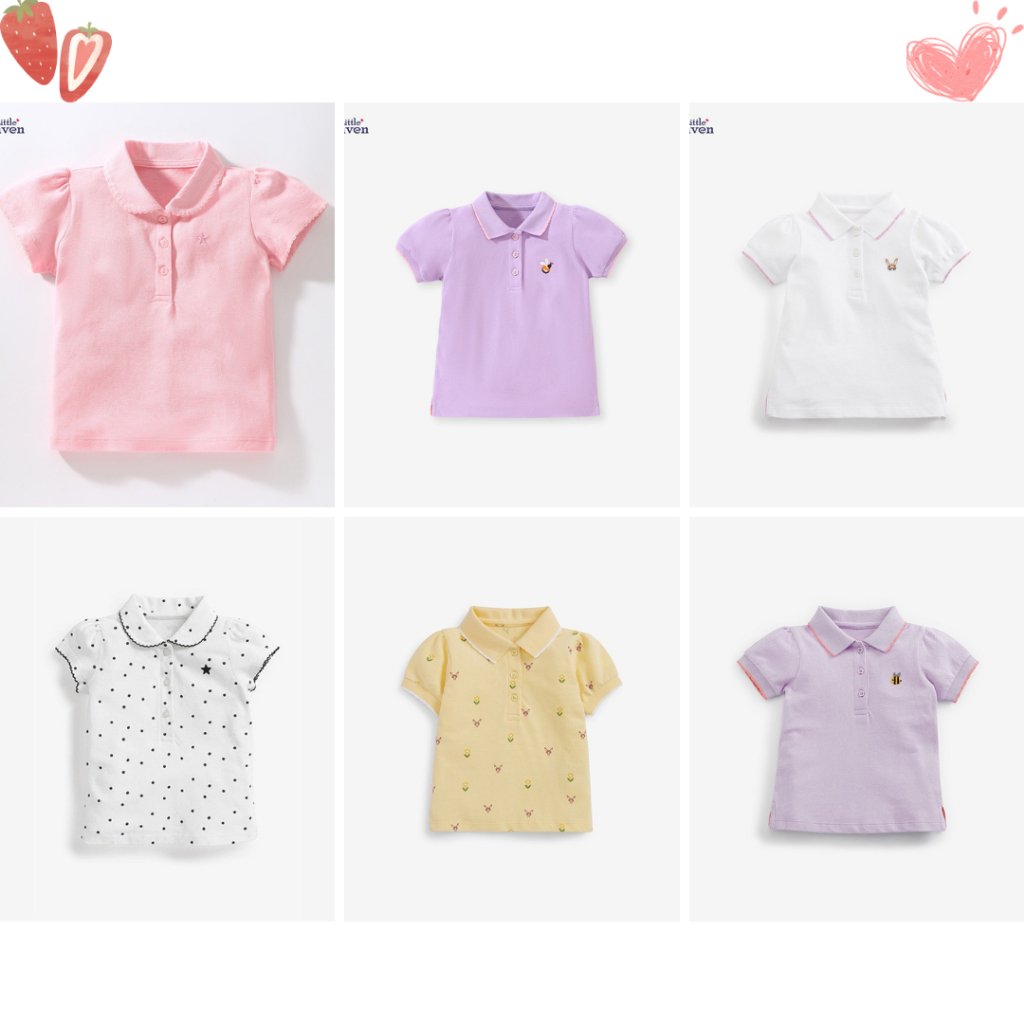 BST áo thun polo hè cotton Little Maven nhiều mẫu cho bé gái 2-7 tuổi