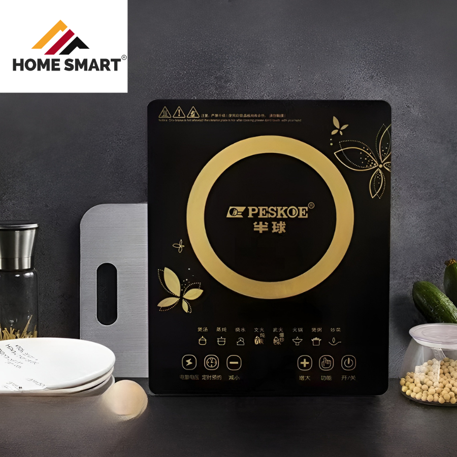 Bếp Điện Từ Cảm Ứng PESKOE Công Suất 2200W, Mặt Kính Chịu Lực, Tiết Kiệm Điện Năng, An Toàn