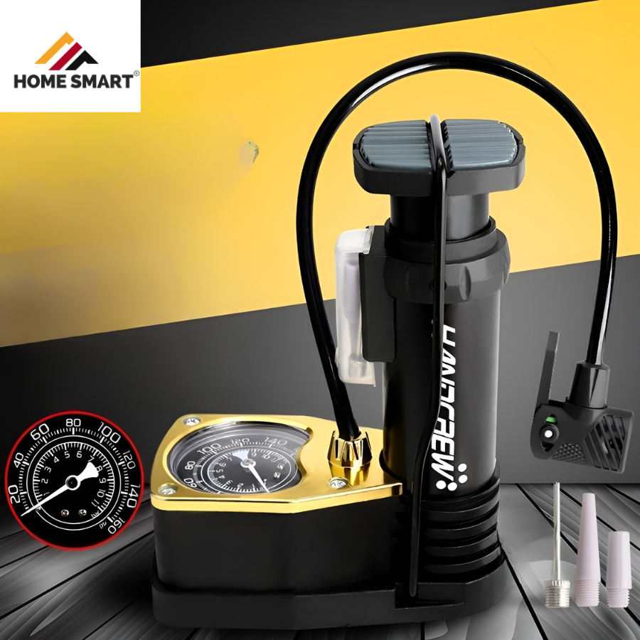 Bơm Hơi Đạp Chân West Biking Áp Suất Cao 90PSI Cho Xe Đạp Đường Trường MTB Kèm Ống Đồng Hồ Bơm Hơi Sàn Xe