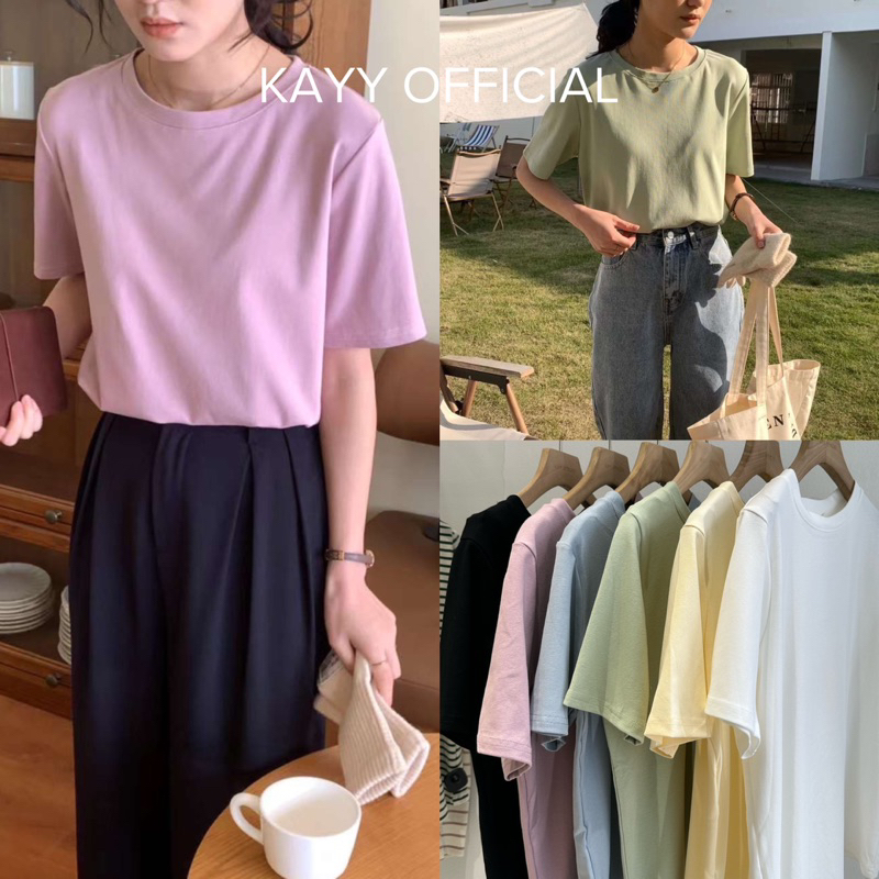 KAYY. Pull trơn cộc tay cổ tròn dáng vừa - Ptfg