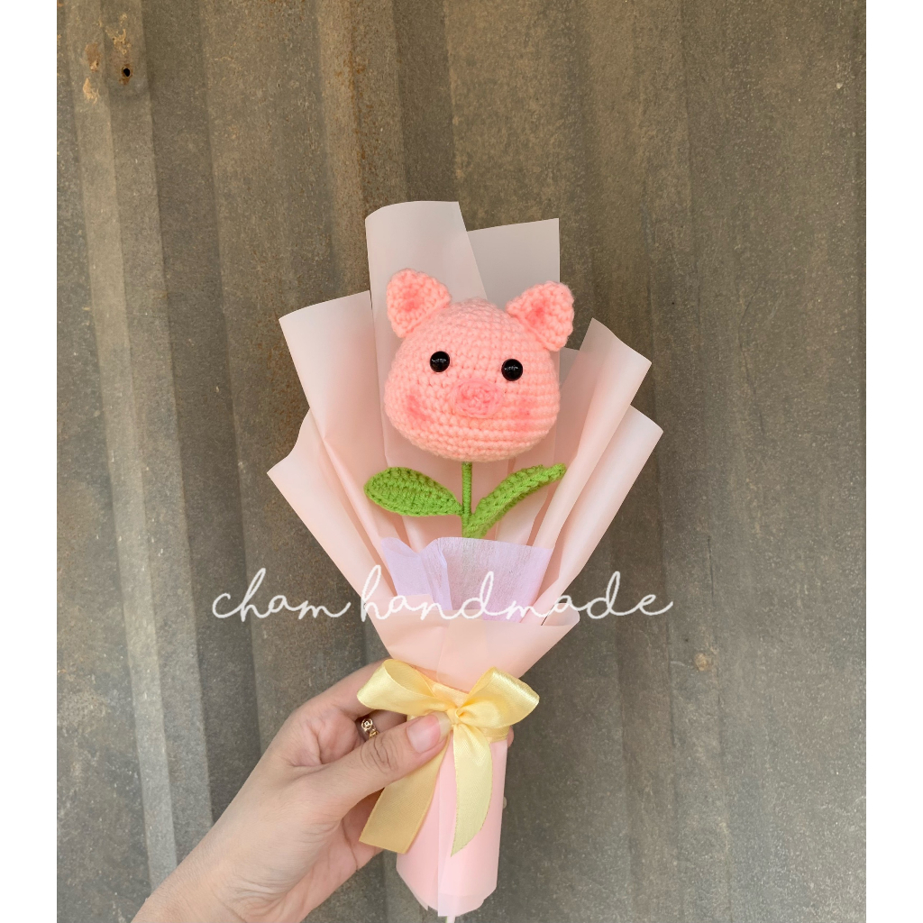 Bó hoa lẻ 1 đầu thú handmade