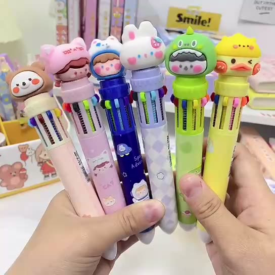 Bút gel 10 màu cao cấp CREAMY, bút bi nước hình thú hoạt hình BG07