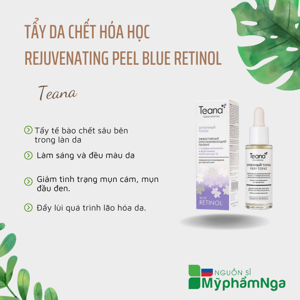 Tẩy da chết hóa học Rejuvenating Peel Blue Retinol Teana - Giảm mụn, dưỡng ẩm, đổi mới làn da