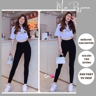 Quần legging nữ dài nâng mông cạp cao legging thun ôm- Min Pyjamas