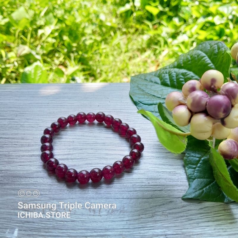 Vòng tay chuỗi hạt N g ọ c Hồng Lựu 8mm