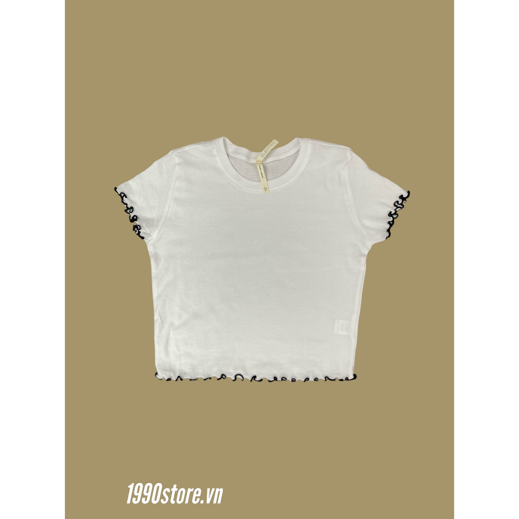 Áo thun trơn cuốn biên tay và lai 2 màu trắng và đen vnxk