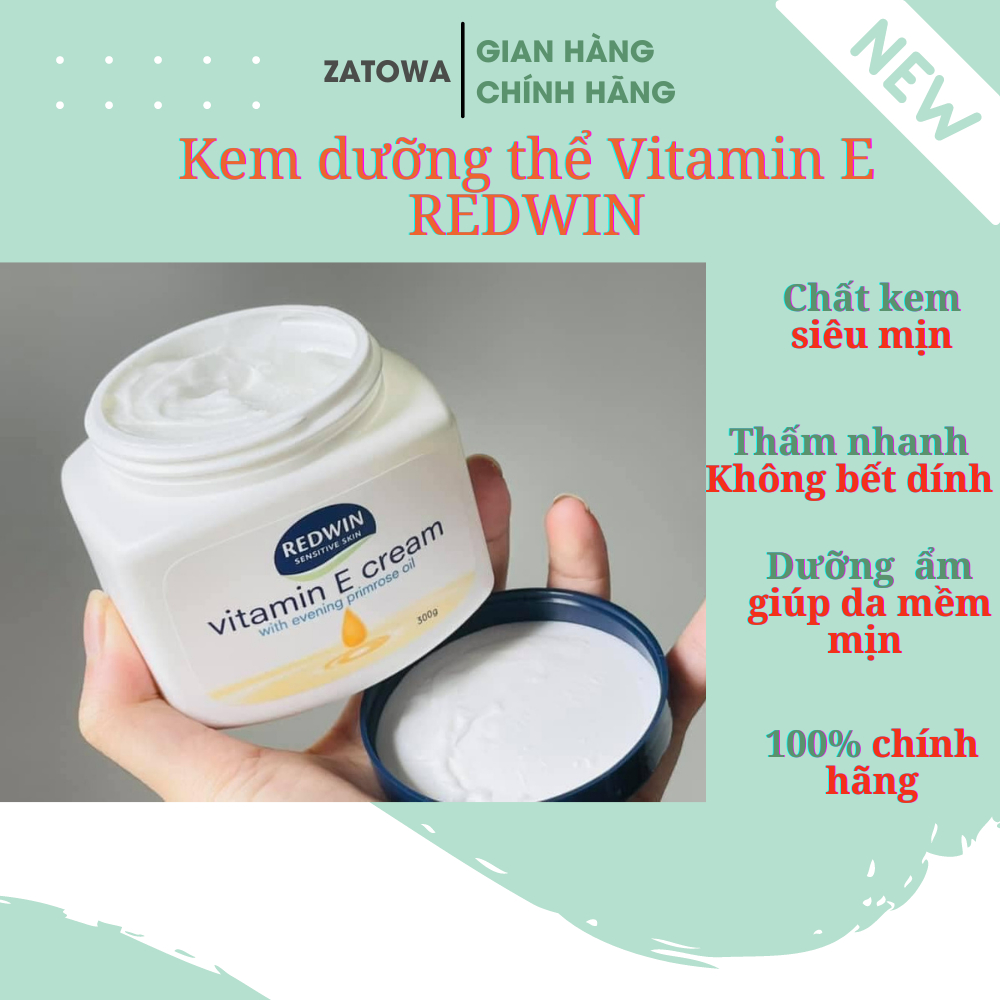 Kem dưỡng thể Redwin Vitamin E Cream 300g Úc chính hãng sáng da làm mờ thâm nám giảm khô da phù hợp với mọi loại da
