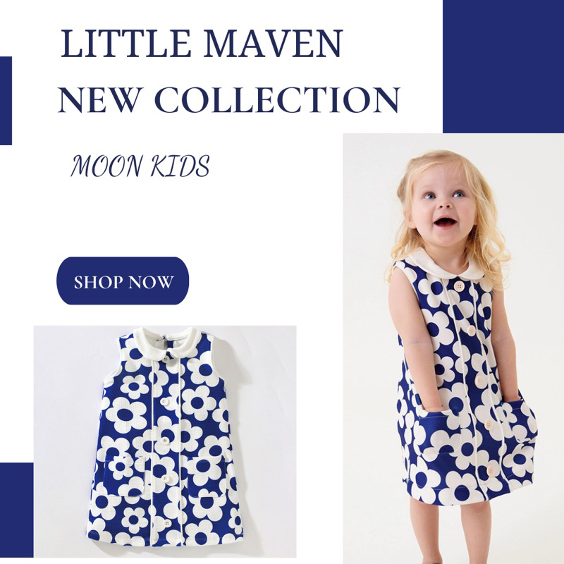 Váy bé gái Little Maven hoa xanh VLM7294