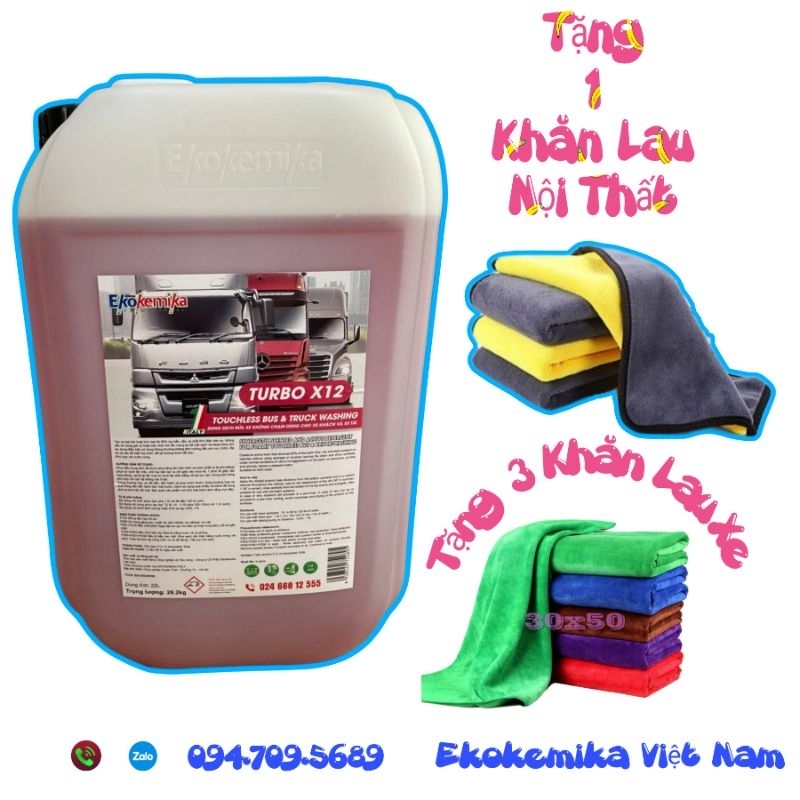 DUNG DỊCH RỬA XE KHÔNG CHẠM EKOKEMIKA TURBO X12 Can 20L