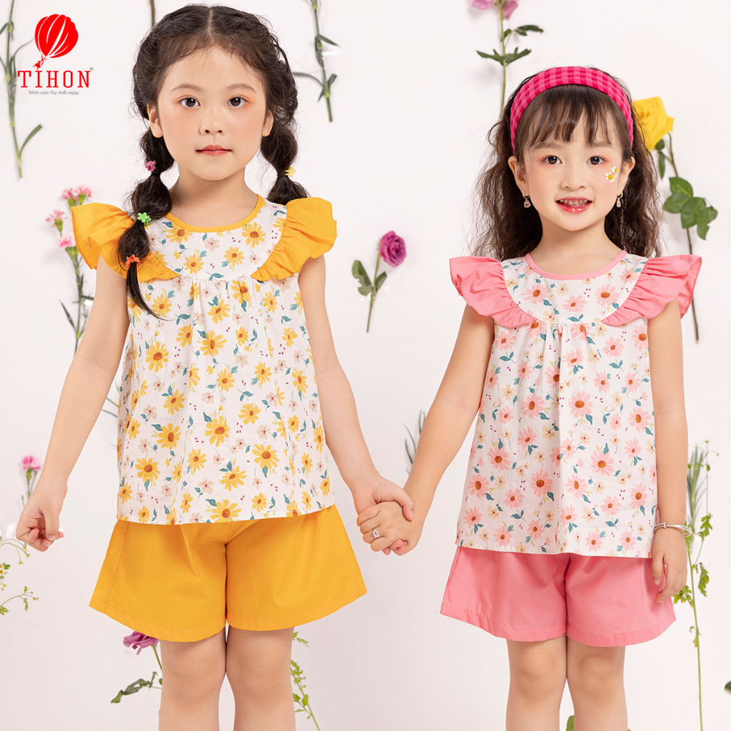 Bộ quần áo cho bé gái TIHON phong cách Hàn Quốc siêu dễ thương Mặc xinh lung linh SET0750370