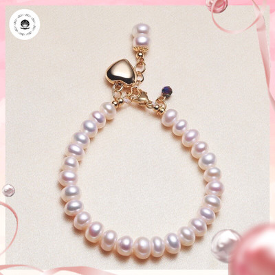Vòng Tay Ngọc Trai 6ly Mẫu Charm Trái Tim - NT50 - Ngọc Trai Trường Thịnh