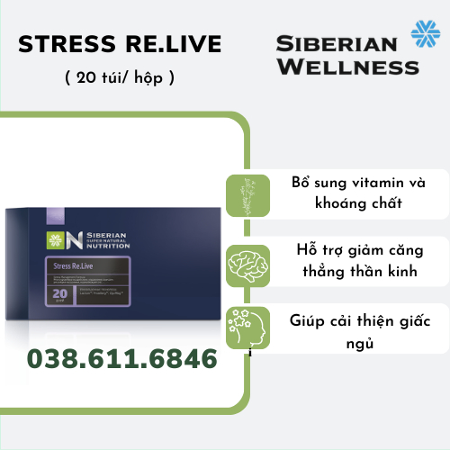 [ Siêu hỗ trợ não ] Thực phẩm bảo vệ sức khỏe Siberian Super Natural Nutrition. Stress Re.live 20 túi/hộp 5 viên