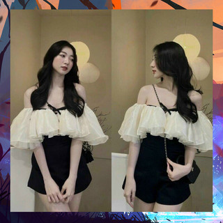 Đầm jum voan bèo 2 lớp có mút ngực - thời trang dressery store