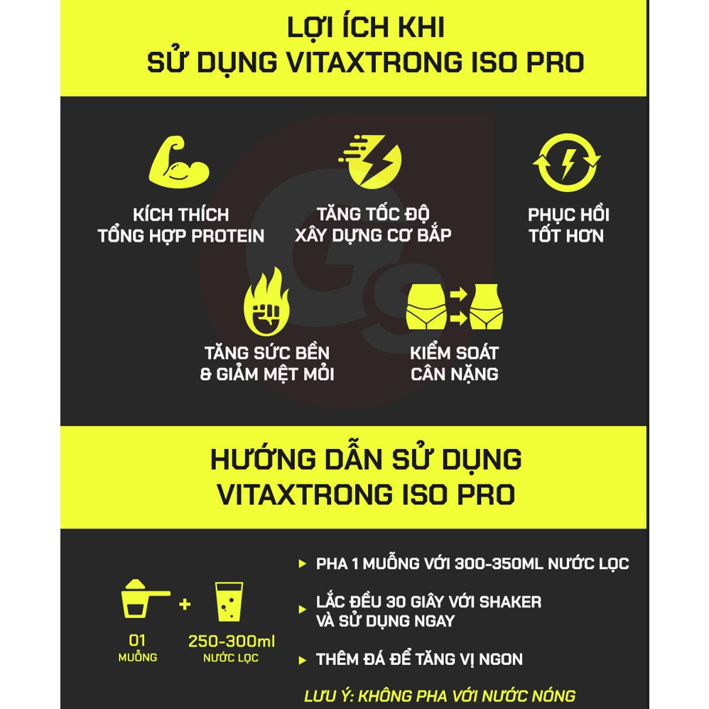 Sữa tăng cơ siêu tinh khiết VitaXtrong ISO PRO - Hydrolyzed Whey Isolate, 2 Lbs  nhập khẩu Mỹ - Gymstore