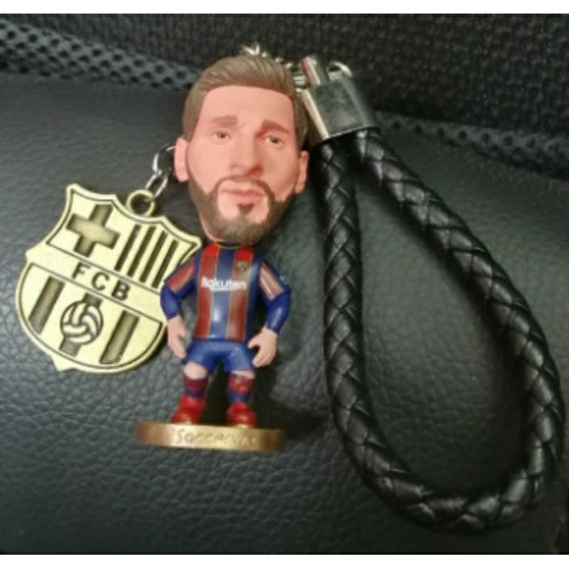 Móc khoá tượng messi và logo 2 mặt barcelona