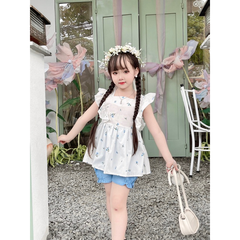 Sét bộ đi học cho bé gái 8-32kg 👘NHƯ Ý HOUSE'S-bộ quần áo cho bé, quà tặng sinh nhật, đi chơi -Set bộ đi học xanh dương