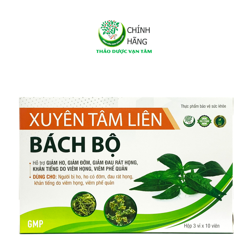 TPBVSK Xuyên Tâm Liên Bách Bộ - Hỗ trợ giảm ho, giảm đòm, giảm đau rát họng