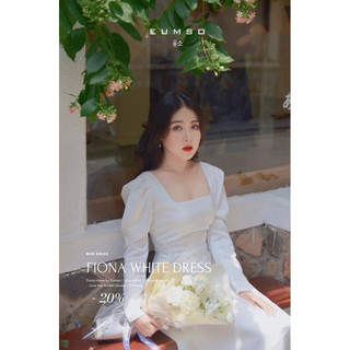 EUMSO - Đầm trắng tay phồng FIONA WHITE DRESS