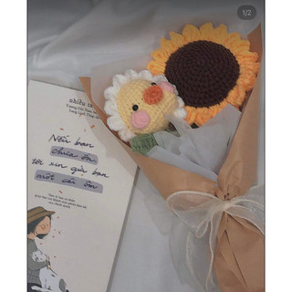 Hoa len bé xinh hoa thú ,hoa len handmade