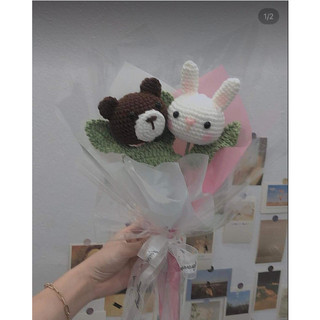 hoa len bé xinh hoa thú ,hoa len handmade