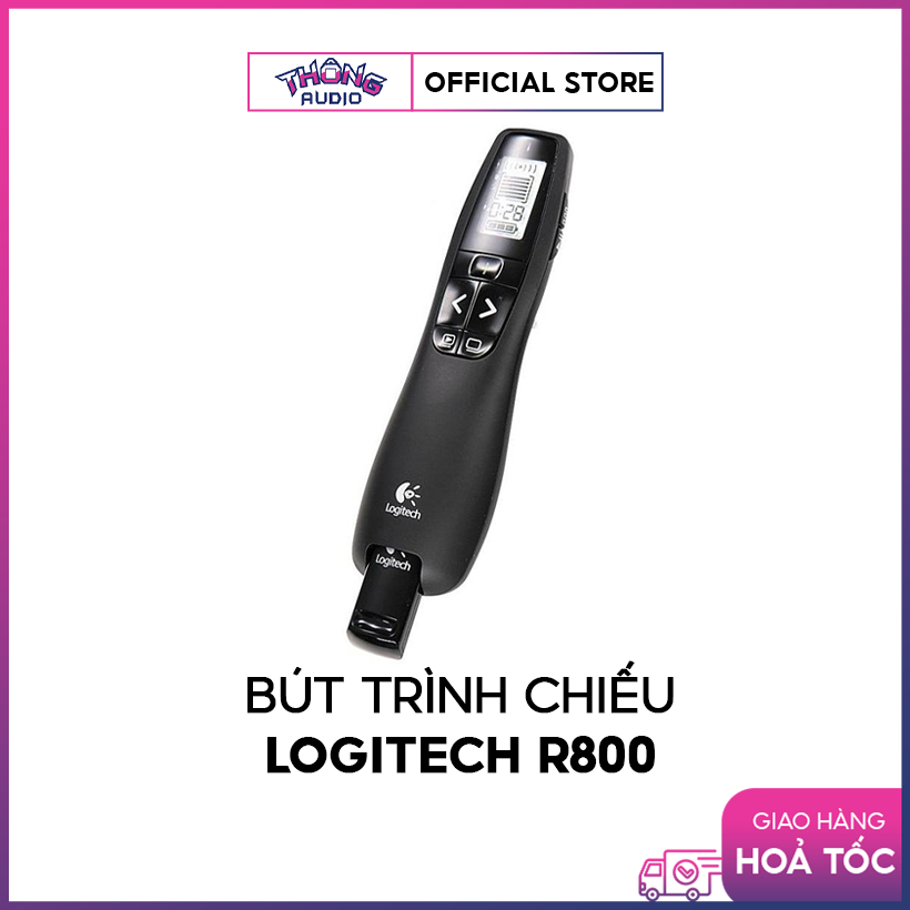 Bút trình chiếu từ xa Logitech R800 - Phạm vi 30 mét, có màn hình LCD hiển thị thời gian, pin, bảo hành 3 năm