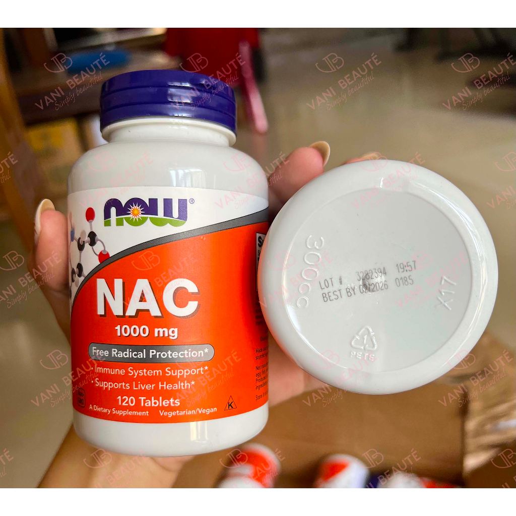 Viên uống thải độc gan và phổi NAC N-acetyl cysteine NOW 1000mg - 120 viên