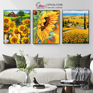 Tranh treo tường tự tô màu theo số Gam hoa hướng dương trang trí đã căng khung dày 2,5cm size 40x50