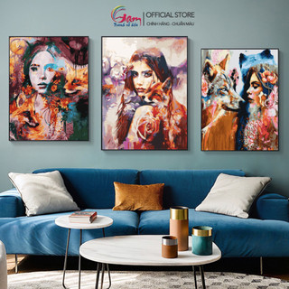 Tranh sơn dầu số hóa tự tô màu Gam cô gái thiên nhiên hoang dã khung dày 2,5cm đã căng khung size 40x50cm