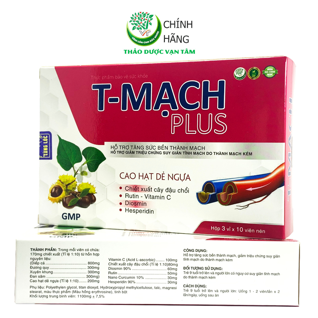 T-Mạch Plus - Giảm triệu chứng suy giãn tĩnh mạch do thành mạch kém