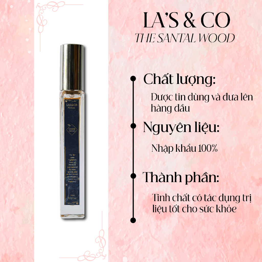 Nước hoa nam La's & Co Santal Wood 10ml Hương Gỗ Cổ Điển, Nam Tính