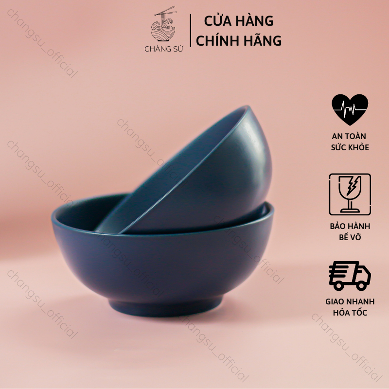 Bát tô sứ xanh navy trang nhã 15 và 17cm - Tô canh đẹp cao cấp Dílo - Vỡ 1 đổi 1