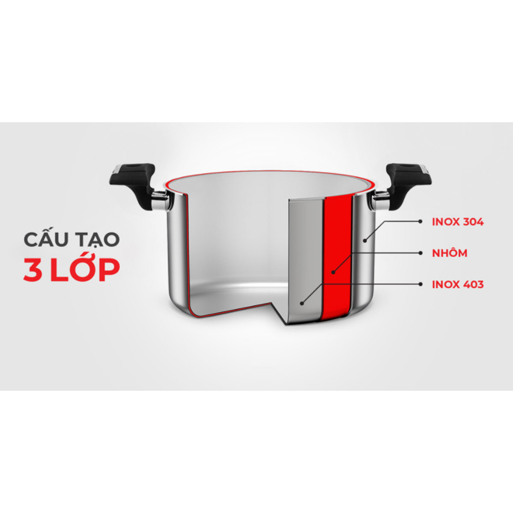 Bộ 2 nồi và 1 chảo Inox 304 đáy từ 3 lớp liền thân Elmich EDA-0866 size 16, 20cm và chảo 24cm bảo hành 12 tháng