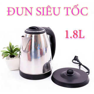 Ấm Đun Siêu Tốc Inox thể tích 1800ml. Đế xoay 360 độ, đun sôi nhanh, tiết kiệm điện