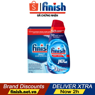 Combo Gel rửa bát Finish All in 1 Max và muối làm mềm nước Finish - Finish chính hãng