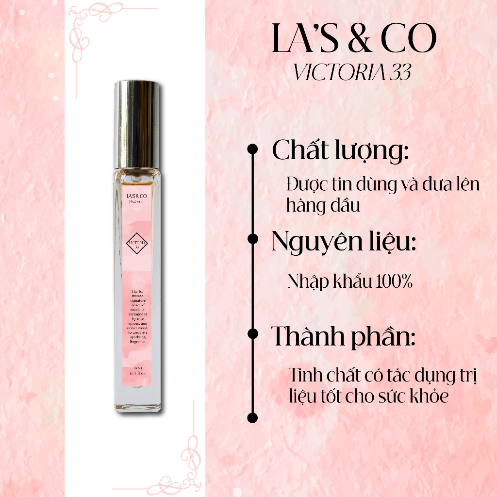 Nước hoa nữ La's & Co Victoria 33 10ml hương thơm tự nhiên, sang trọng