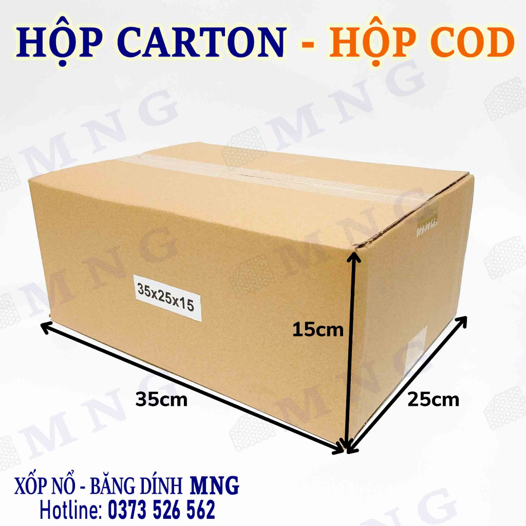 Hộp carton đóng gói hàng size 35x25x10, 35x25x15, 35x25x20