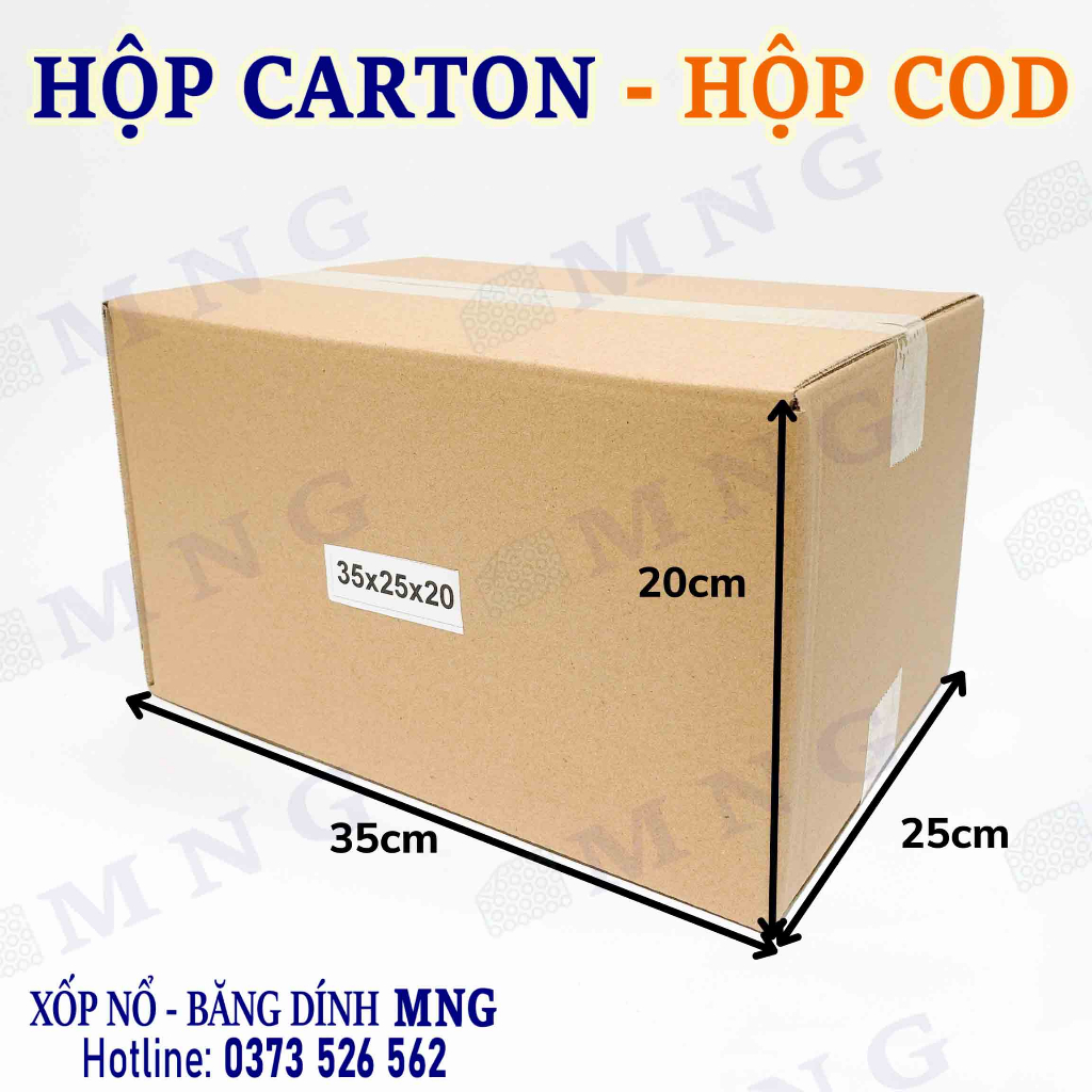Hộp carton đóng gói hàng size 35x25x10, 35x25x15, 35x25x20