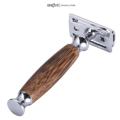 Dao cạo râu cổ điển thân gỗ đặc biệt cao cấp ONGTRE Tặng 10 lưỡi cạo thay thế