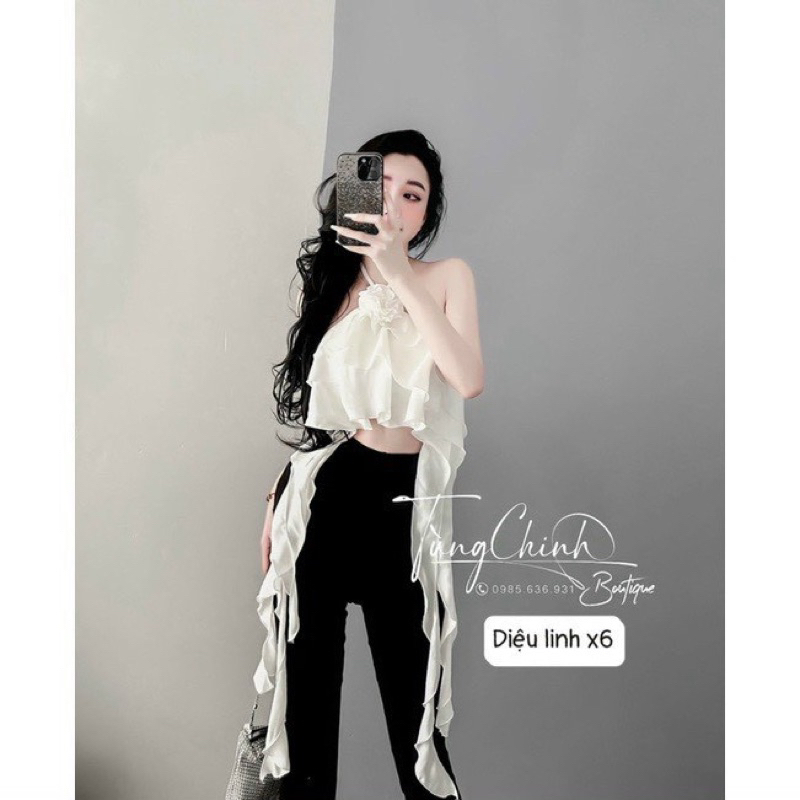 Áo Ống Cổ Yếm Hoa Bèo Hai Bên Kèm Ảnh Thật | BigBuy360 - bigbuy360.vn