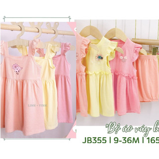 Jb355 - jb356 bộ váy áo kèm quần và váy hai dây bé gái modal judoby