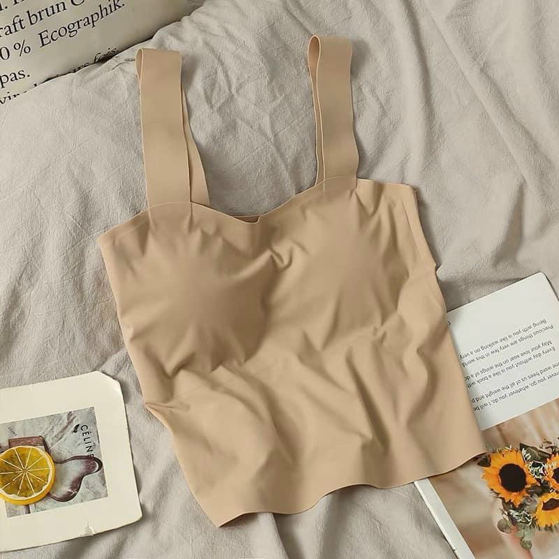 Áo Bra 2 dây croptop su đúc không đường may có đệm ngực PT67