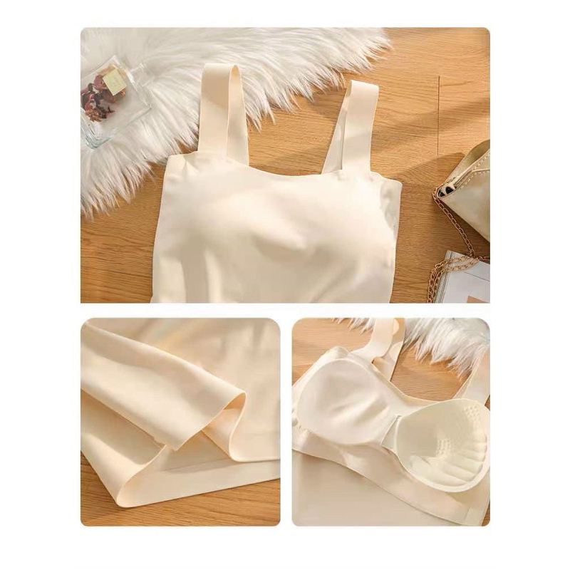 Áo Bra 2 dây croptop su đúc không đường may có đệm ngực PT67