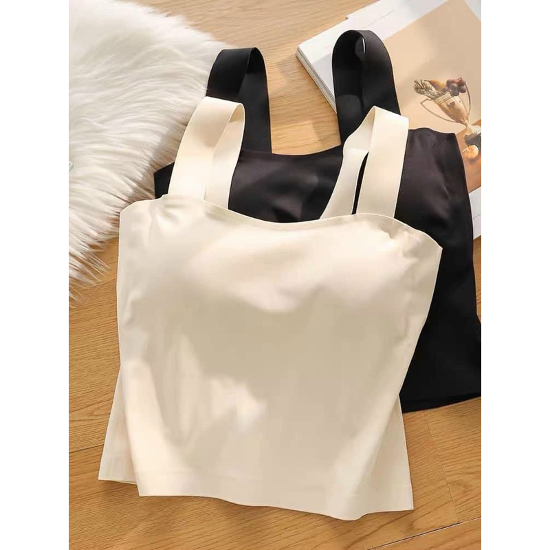 Áo Bra 2 dây croptop su đúc không đường may có đệm ngực PT67