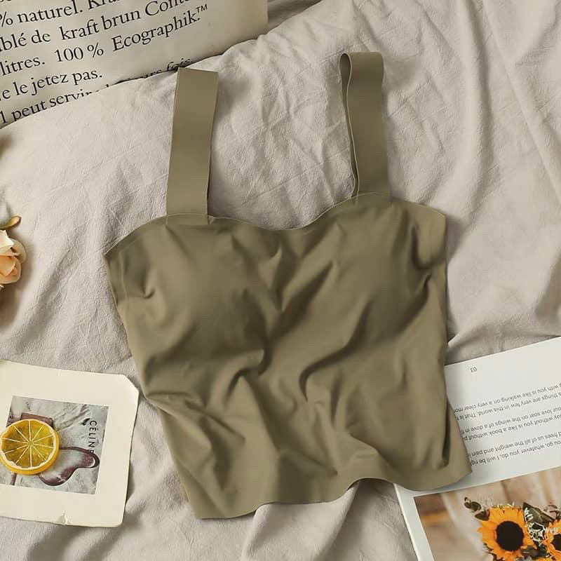 Áo Bra 2 dây croptop su đúc không đường may có đệm ngực PT67