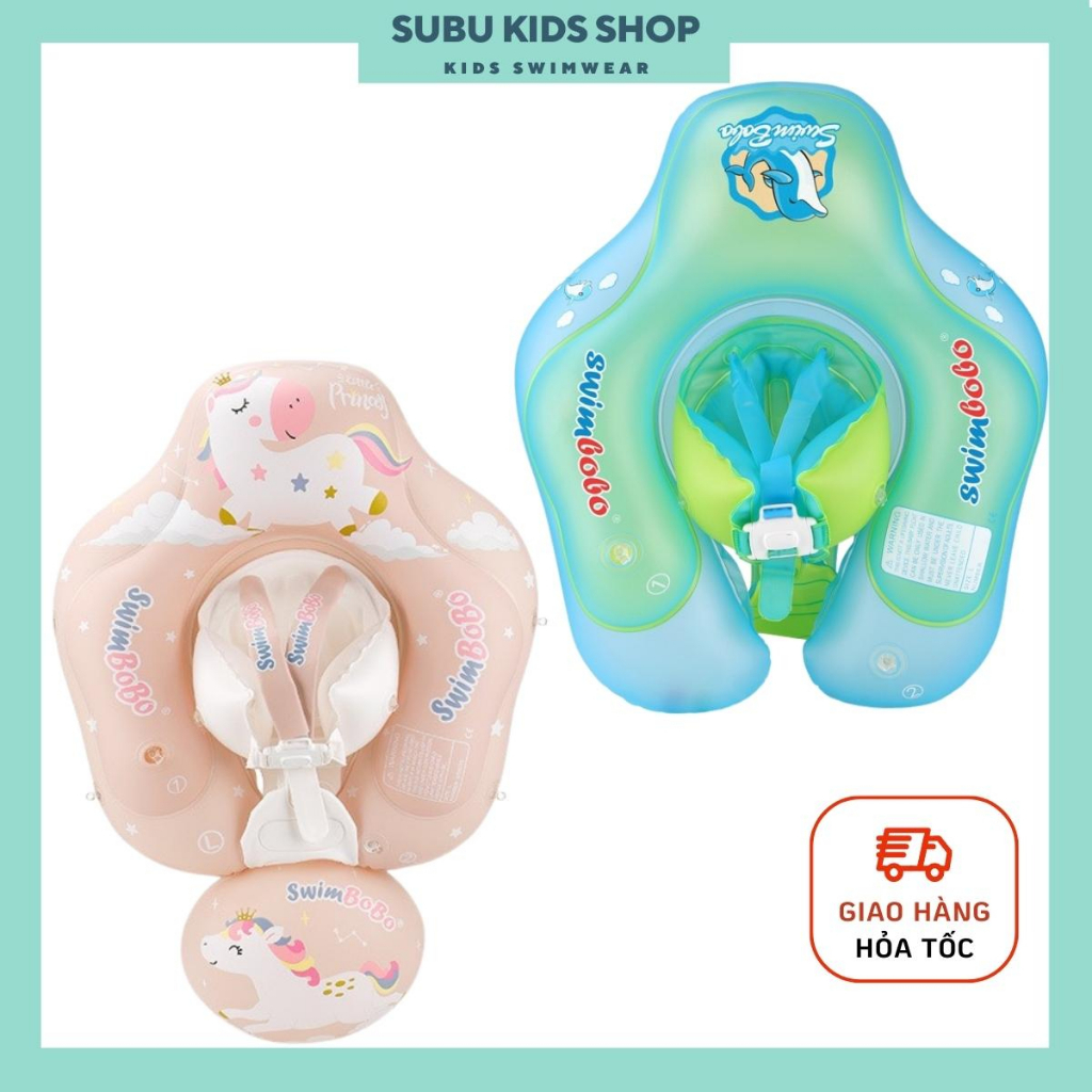 Phao bơi chống lật cho bé hàng cao cấp SWIMBOBO thiết kế cải tiến phù hợp cho bé 05 tháng - 6 tuổi tặng miếng vá phao