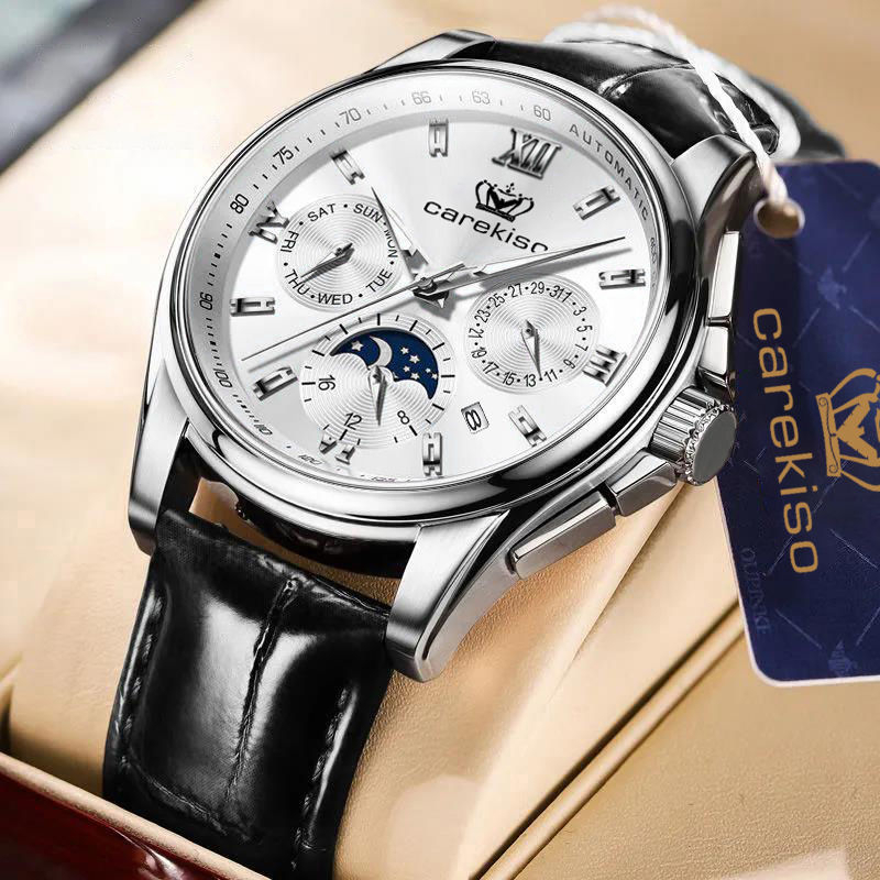 Đồng Hồ Dây Da Nam CAREKISO Chính Hãng Kiểu Dáng Thời Trang Có Lịch Ngày Size 40mm