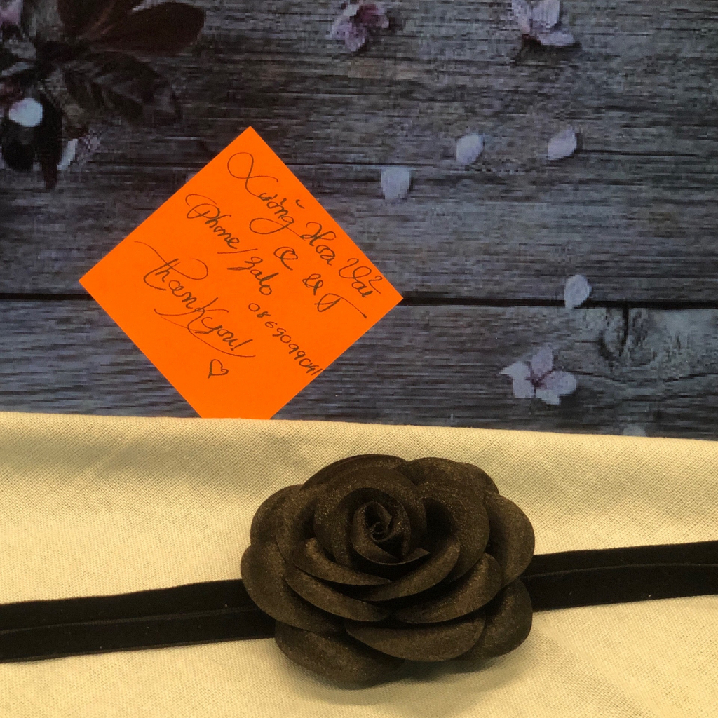 🌸Choker Bông Hồng Đen Bí Ẩn Dây Nhung Dài 1m5 KIÊM BÔNG CÀI ÁO🌸