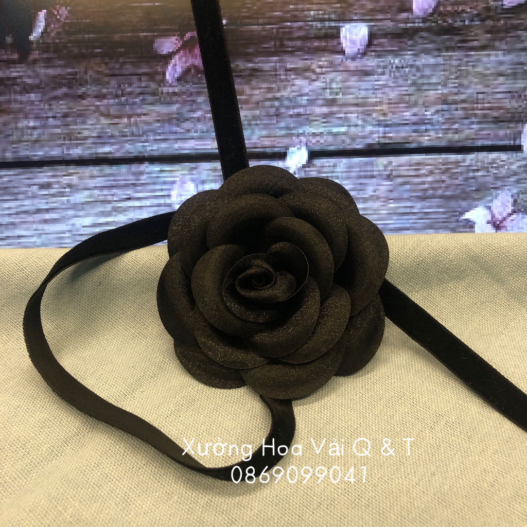 🌸Choker Bông Hồng Đen Bí Ẩn Dây Nhung Dài 1m5 KIÊM BÔNG CÀI ÁO🌸