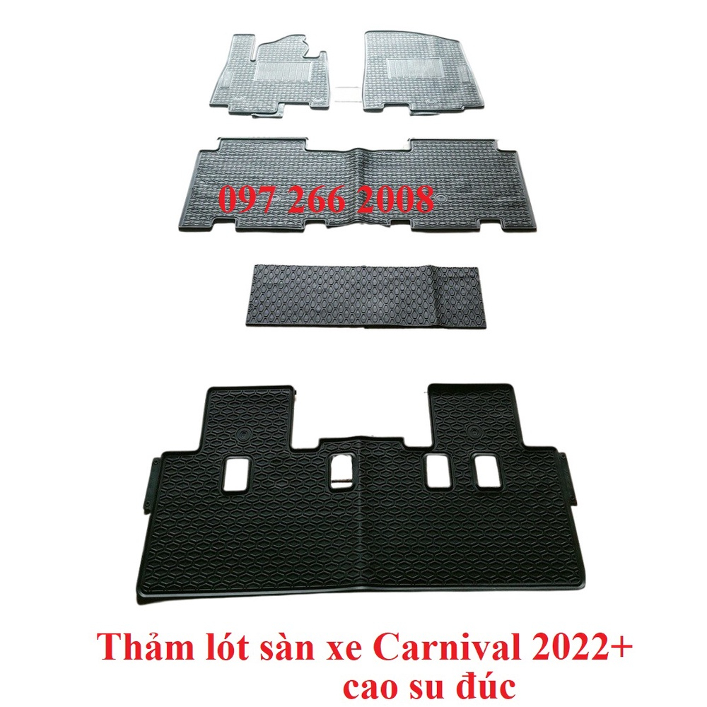 Thảm lót sàn, trải sàn xe Kia Carnival 2022, 2023, thảm sàn bằng cao su đúc không mùi, cao cấp - 3 hàng ghế cao cấp