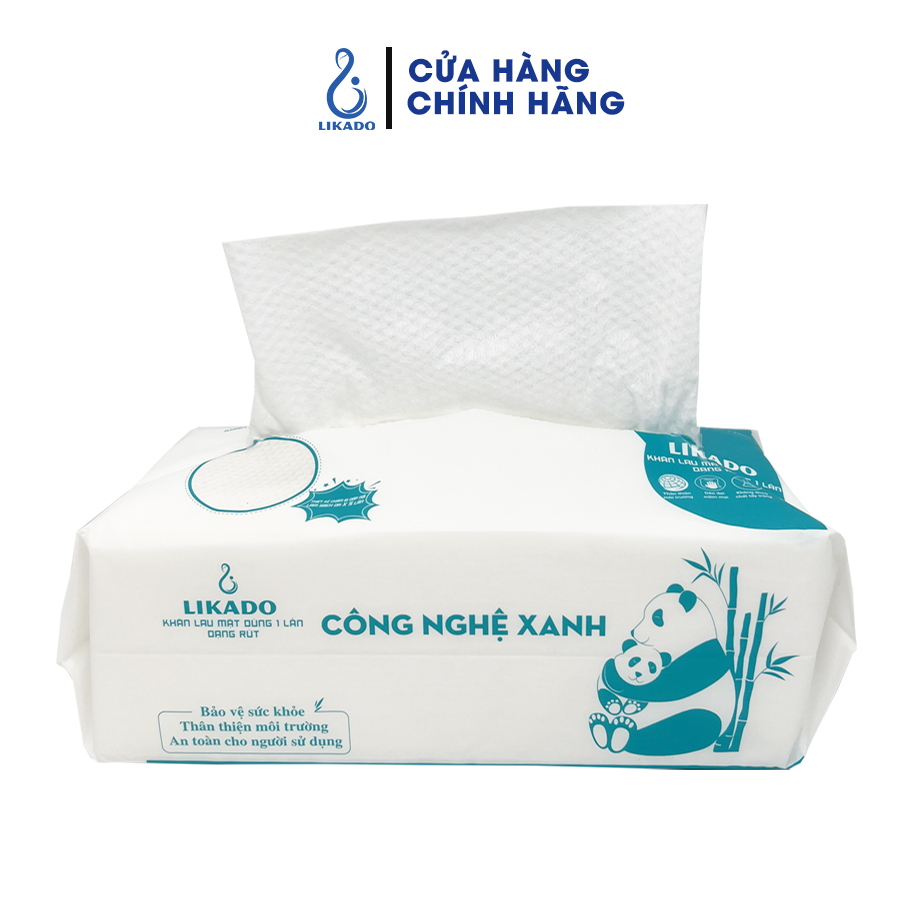 Khăn lau mặt dùng 1 lần spa dạng rút (80 khăn) LIKADO kích thước (20x20cm)(1 túi)